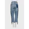 Blue jeans with fringe and embroidery