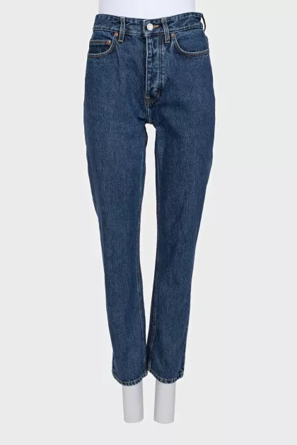 Blue straight-leg jeans