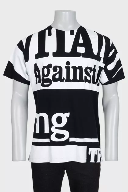 Black and white unisex printed T-shirt