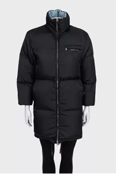 Straight down jacket with a zipper