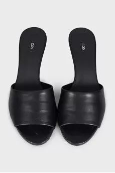 Leather heeled mules with tag