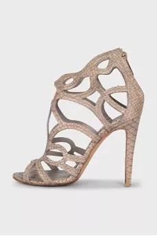Animal print heeled sandals