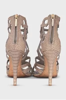 Animal print heeled sandals