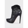 Black leather ankle boots with heels