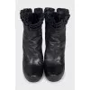Black leather ankle boots with heels