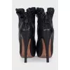 Black leather ankle boots with heels