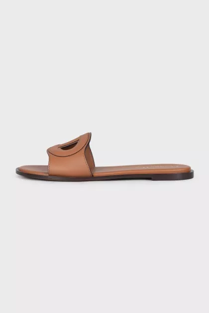 Dior D-Club brown leather slides