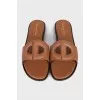 Dior D-Club brown leather slides