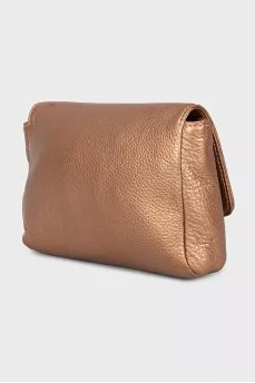 Gold-colored leather cosmetic bag