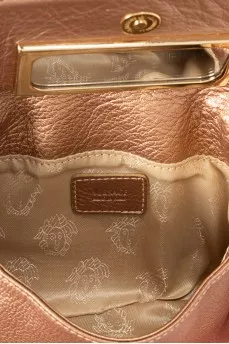 Gold-colored leather cosmetic bag