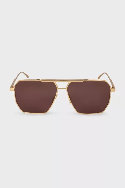 Gold-color thin-frame sunglasses