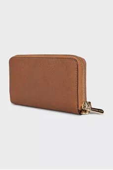 Brown wallet with gold logo