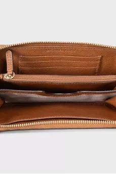 Brown wallet with gold logo