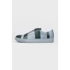 Striped men's leather sneakers