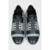 Striped men's leather sneakers