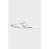 White leather pointed toe mules