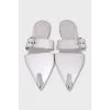 White leather pointed toe mules