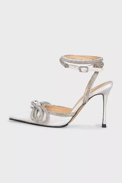 Crystal-embellished heeled slingbacks