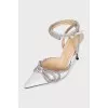 Crystal-embellished heeled slingbacks