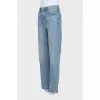 Голубые джинсы wide leg fit с фирменным тиснением
