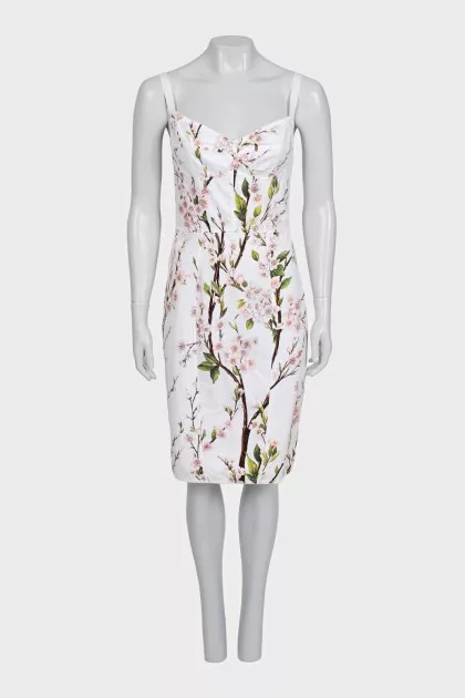 White floral print dress with straps