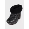 Black ankle boots with wooden heels
