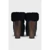 Black ankle boots with wooden heels