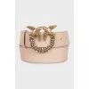 Beige universal belt with rhinestones