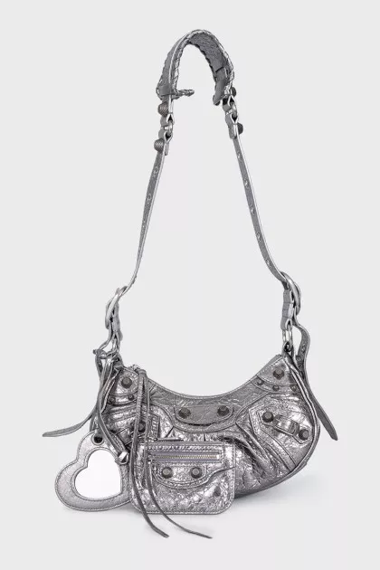 Le Cagole Silver Leather Bag