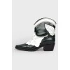 White and green leather Cowboy boots
