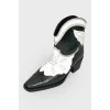 White and green leather Cowboy boots