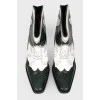 White and green leather Cowboy boots