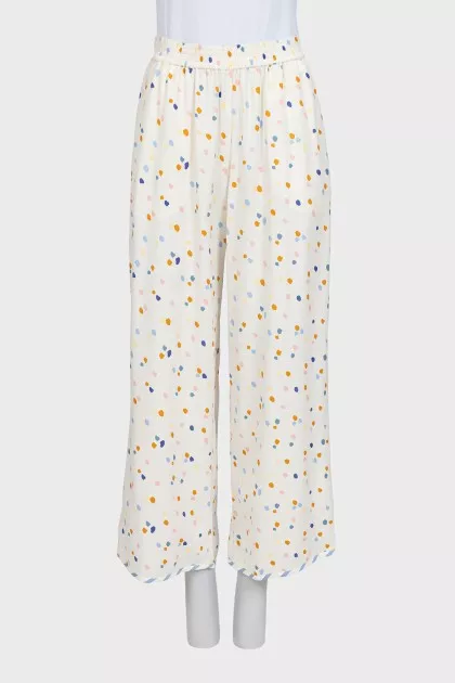 Wide trousers with a multi-colored print