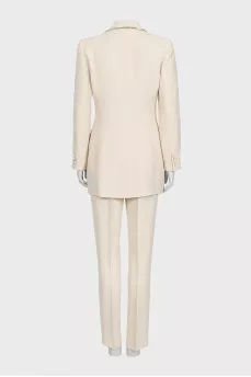 Beige suit with trousers, top and jacket