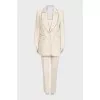 Beige suit with trousers, top and jacket