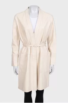 Beige leather coat