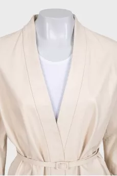 Beige leather coat