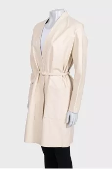 Beige leather coat