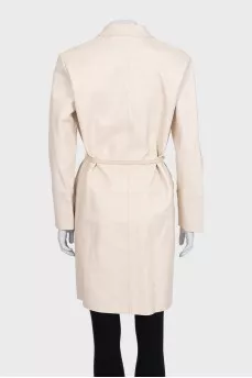 Beige leather coat