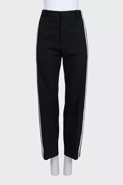 Black wide-leg trousers with stripes