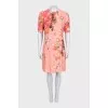 Pink floral print straight dress