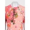 Pink floral print straight dress