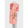 Pink floral print straight dress