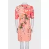 Pink floral print straight dress