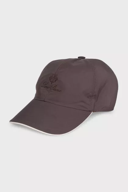 Men's brown cap with branded embroidery