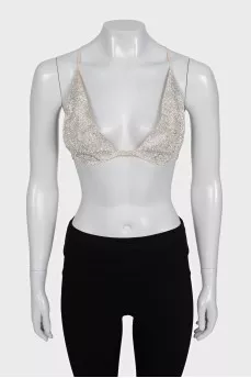 Top decorated with rhinestones