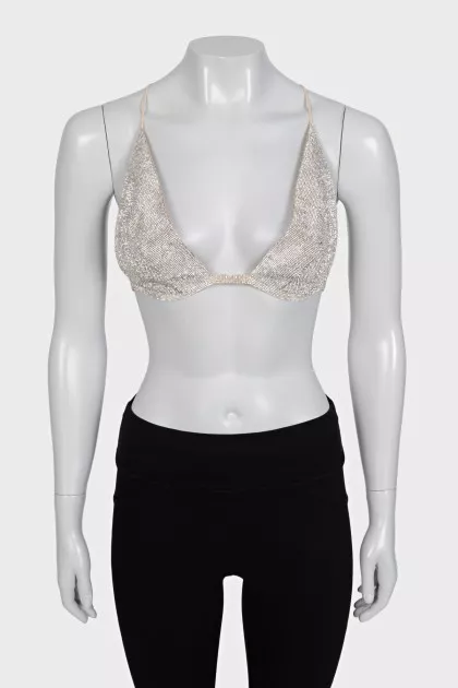 Top decorated with rhinestones