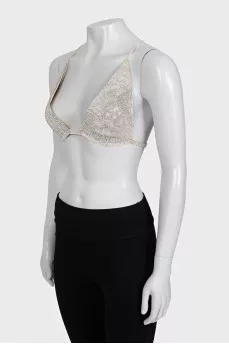 Top decorated with rhinestones