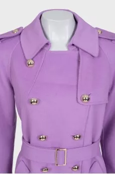 Purple double-breasted wool coat
