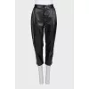 Black high-waist leather trousers